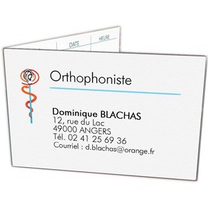 Carte de rendez-vous Orthophoniste (Boîte de 100 ex) Carte de rendez-vous Orthophoniste (Boîte de 100 ex)