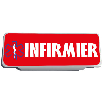 Clip Pare Soleil Infirmier Rouge avec Logo Rétro-Réfléchissant
